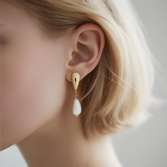 Pearl Drop Dangle Earrings for Women Bridal Bridesmaid Prom Wedding Jewelry Gift - Picture 3 of 5